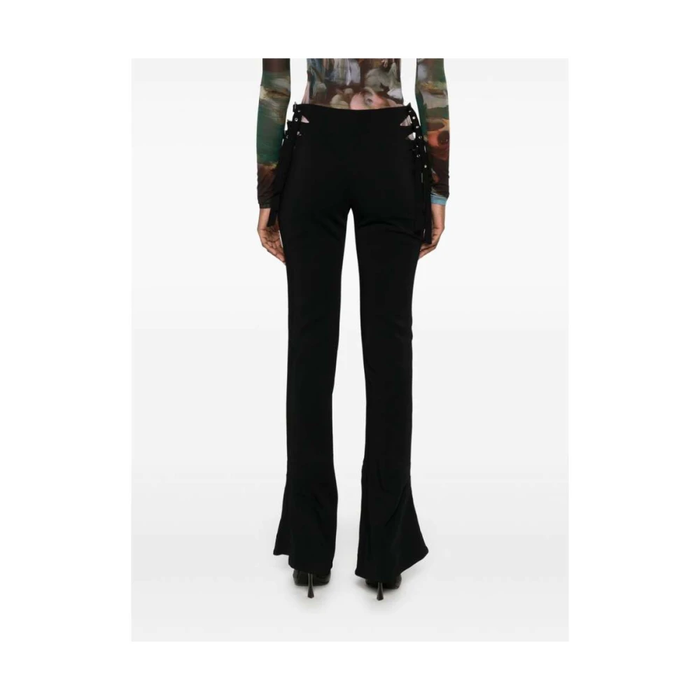 Mugler Zwarte Crepe Flared Broek Black Dames
