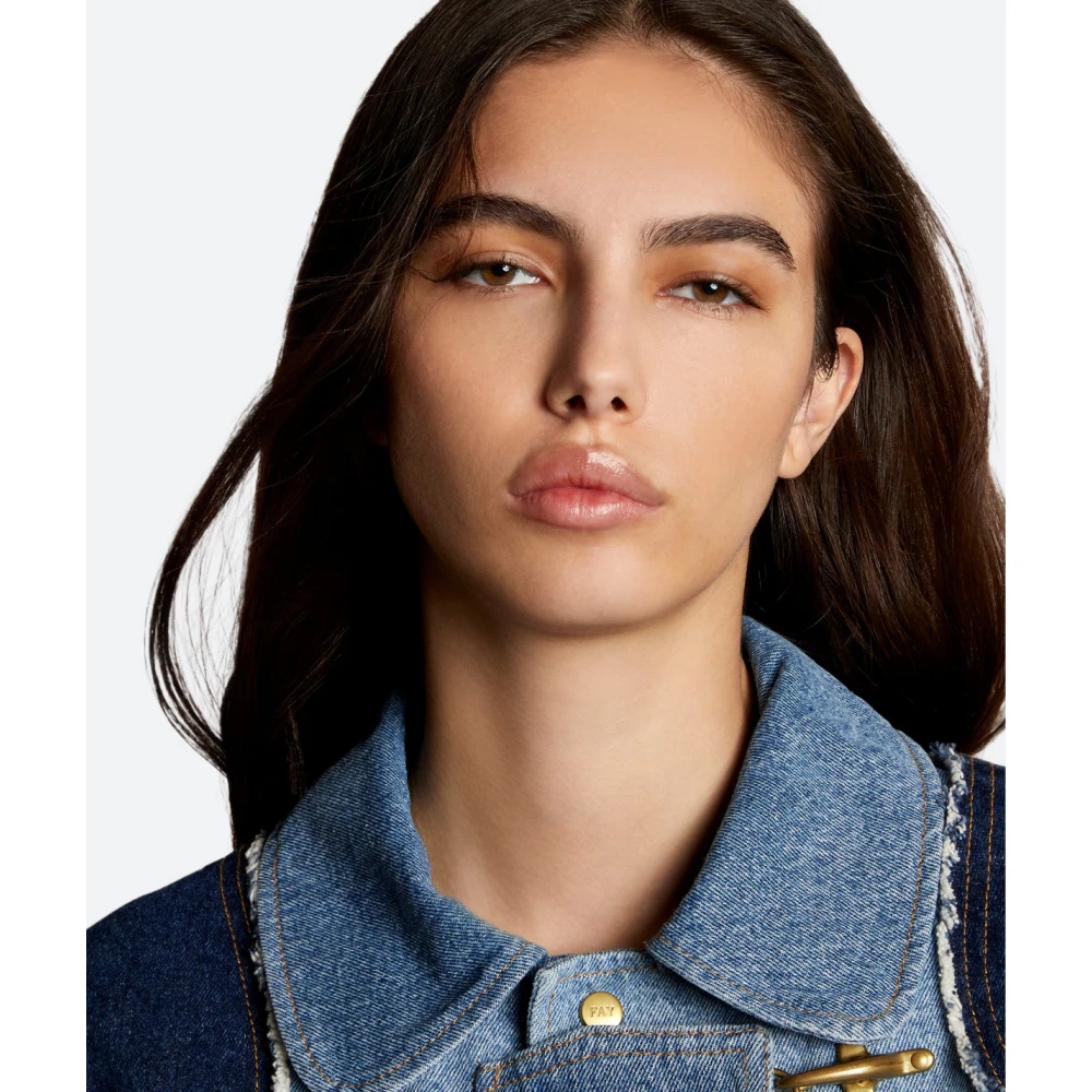 Fay Patchwork Denim Jack met Franje Details Blue Dames