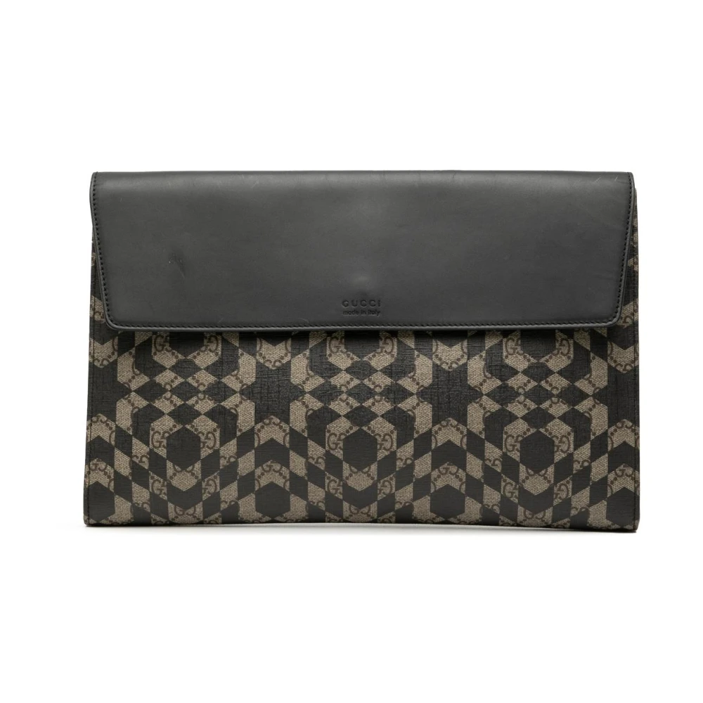 Gucci Vintage Women's Brown Pre-Owned Printed Flat Pouch