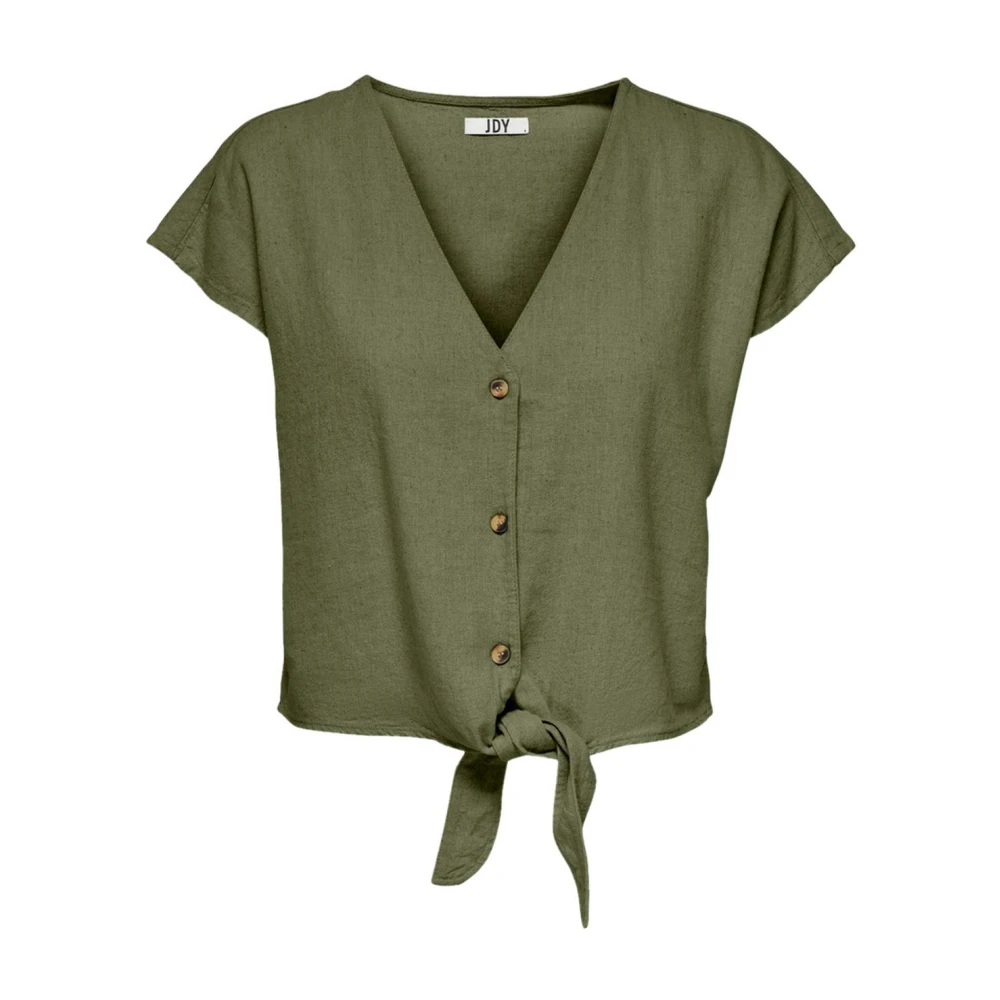 Jacqueline de Yong Groene V-hals T-shirt korte mouwen Green Dames