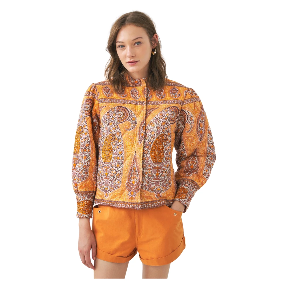 Antik batik Print jas Tajar Orange Dames