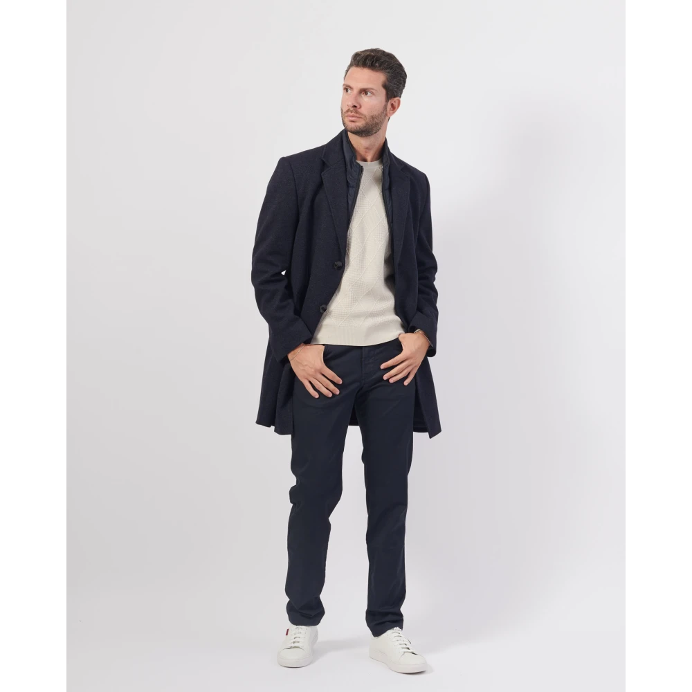 Bugatti Blauwe wollen jas met rits Blue Heren