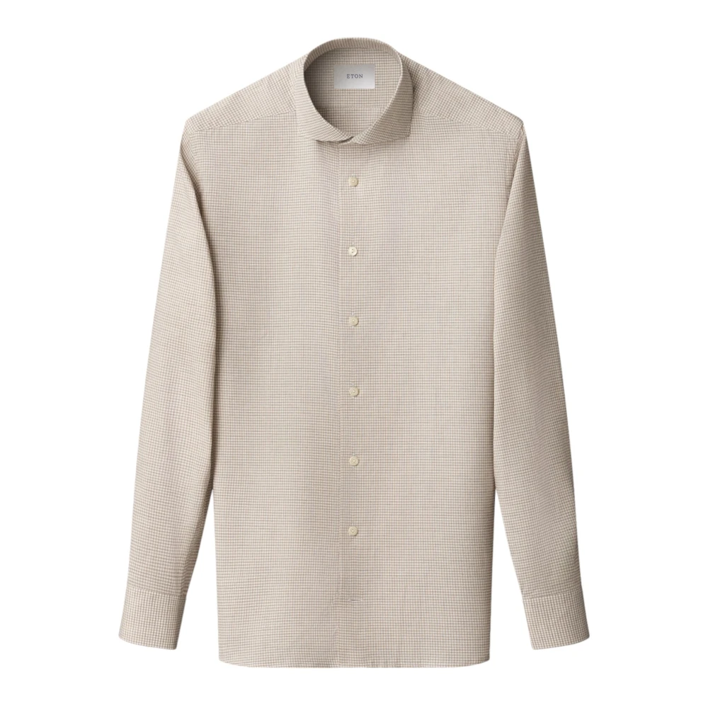 Eton Men's Beige Micro Check Signature Flannel Shirt