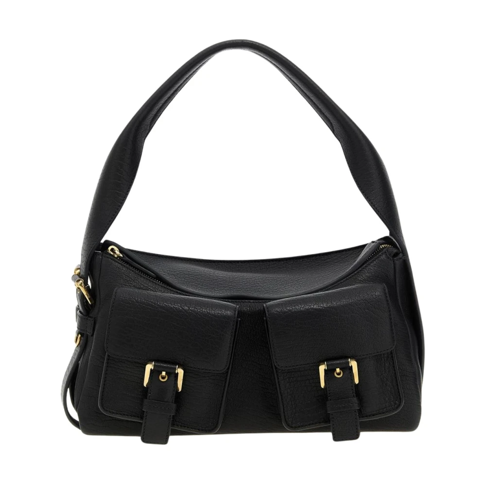 Mulberry Women's Black Handbag With Adjustable Strap And Flap Pockets