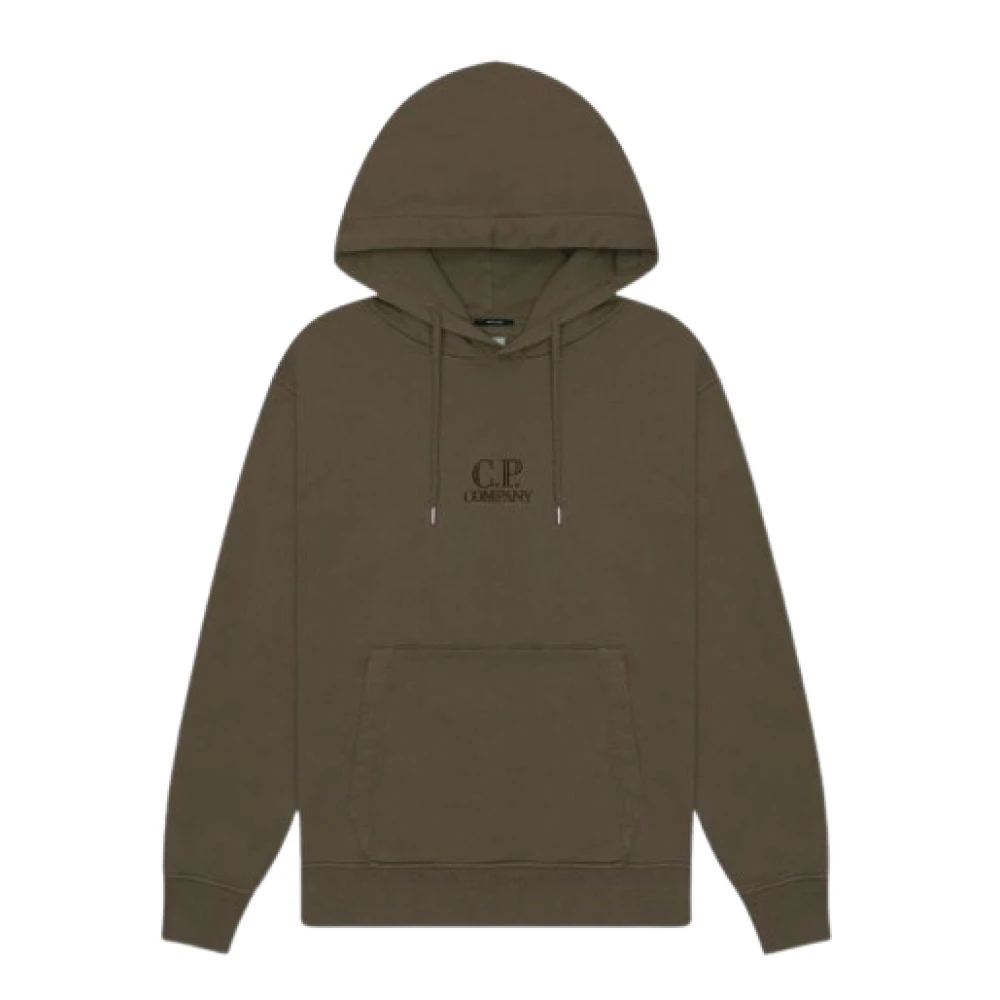 C.P. Company Hoodie met logo-geborduurd jersey textuur Brown Heren
