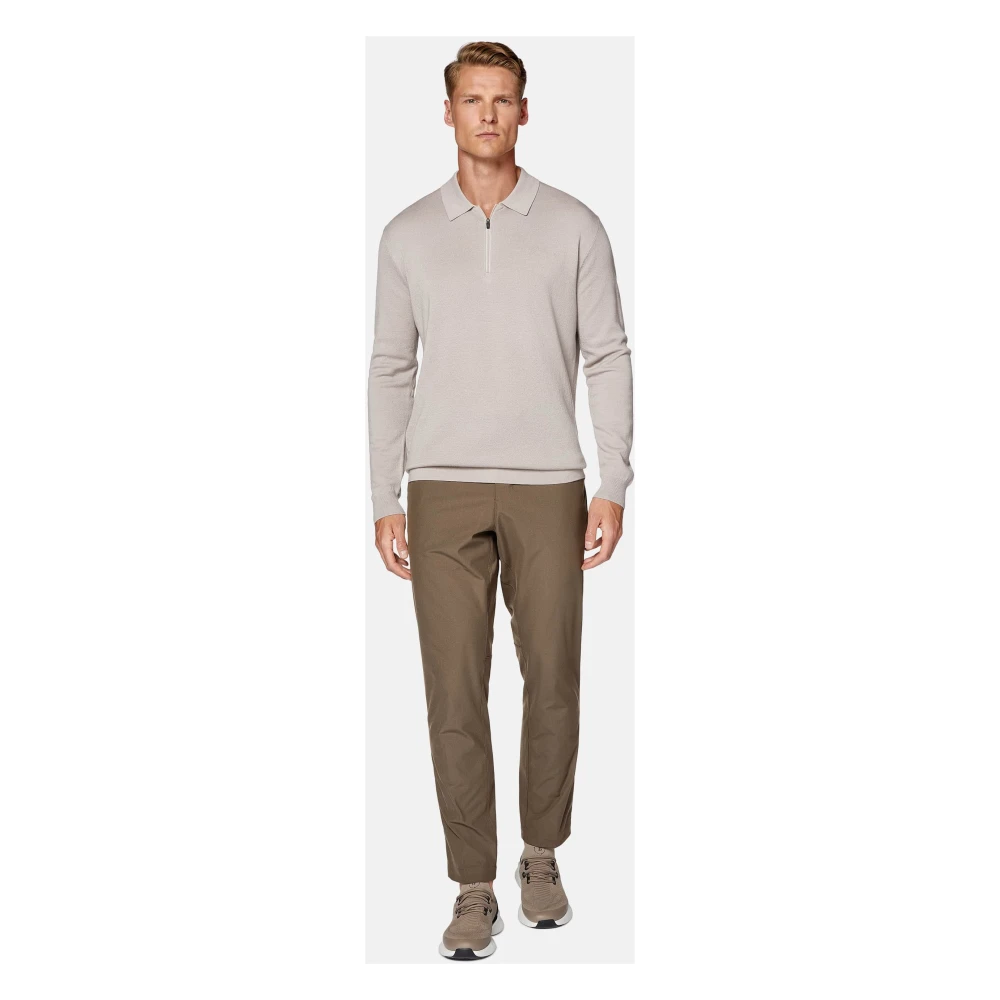 Boggi Milano Gebreide Tech Polo Shirt Beige Heren