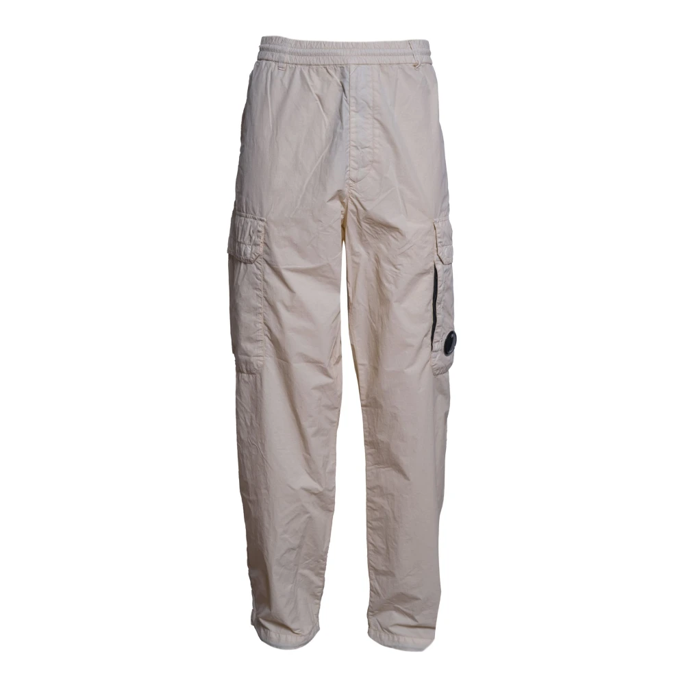 C.p. Company Men's Beige Flatt Nylon Loose Cargo Lens Trousers - Straight Trousers - Xl - Trousers