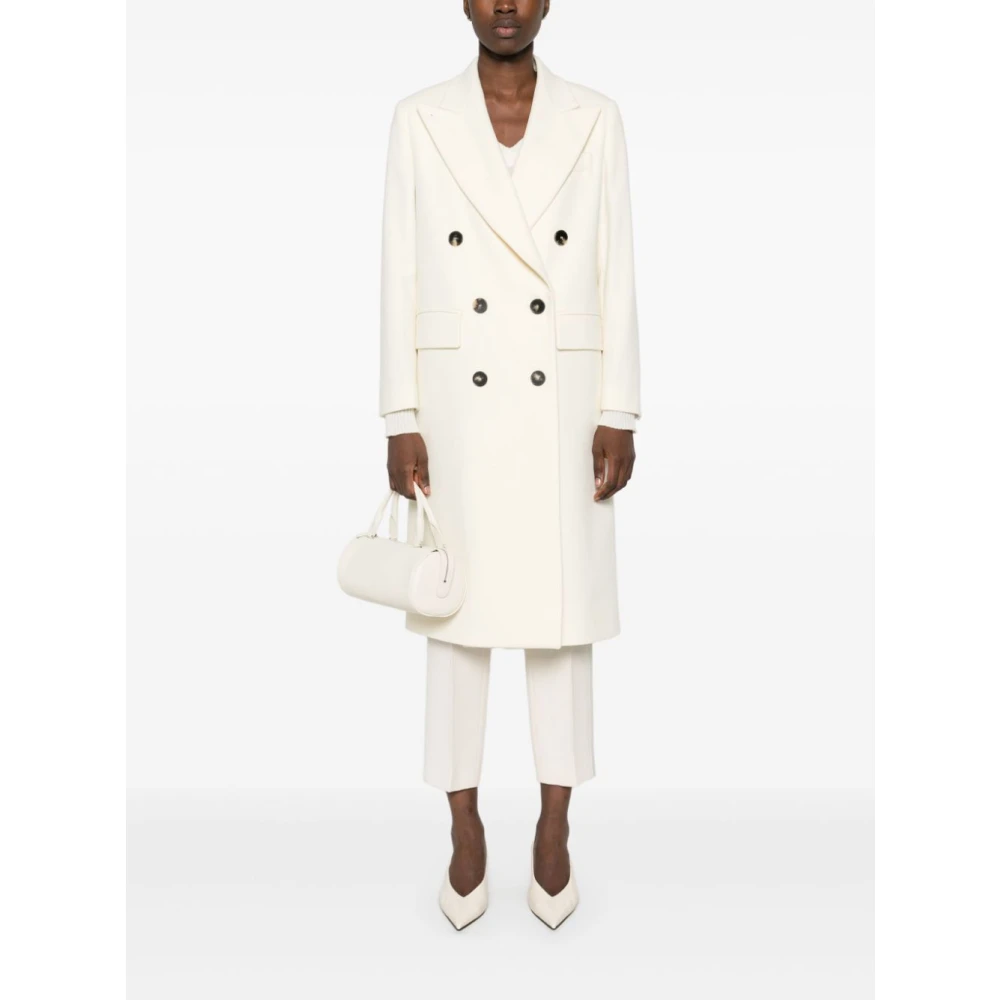 Alberto Biani Witte Wol Dubbel-Breasted Jas White Dames