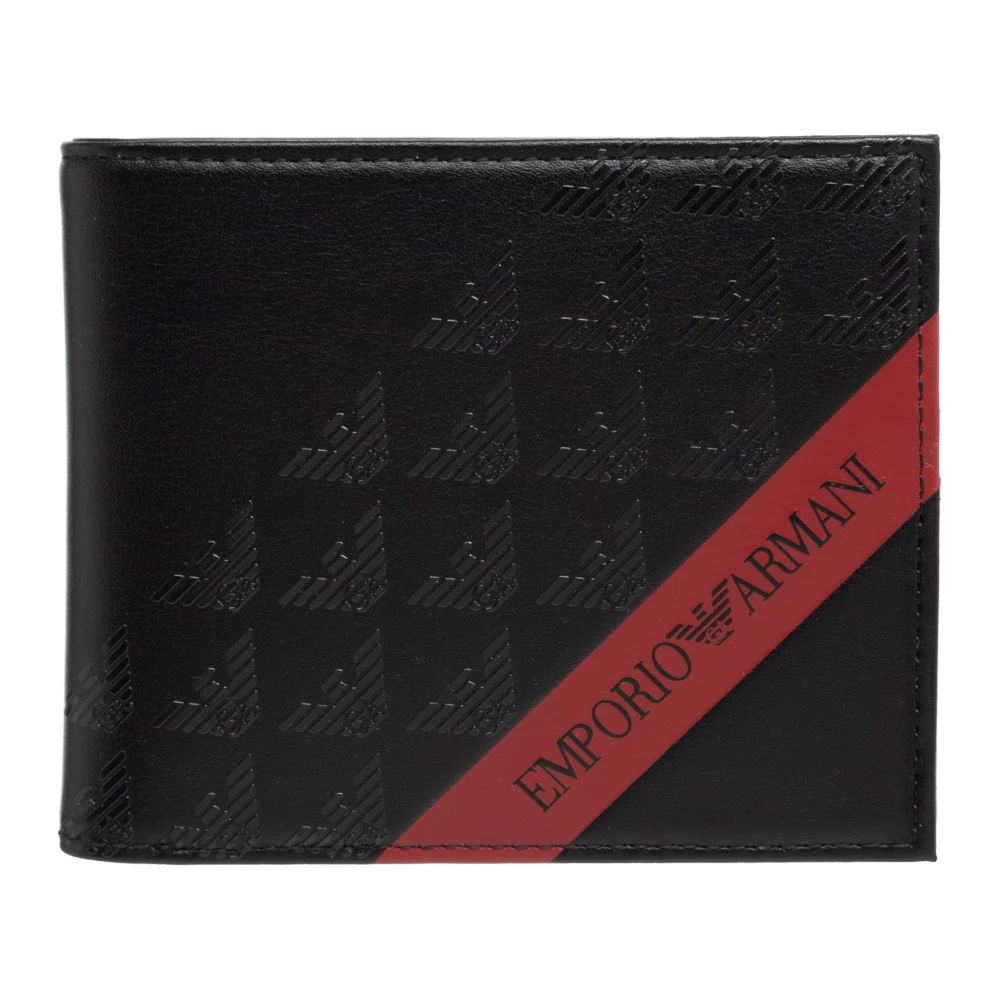 Emporio Armani Portemonnee met logo patroon en valutavak Black Heren