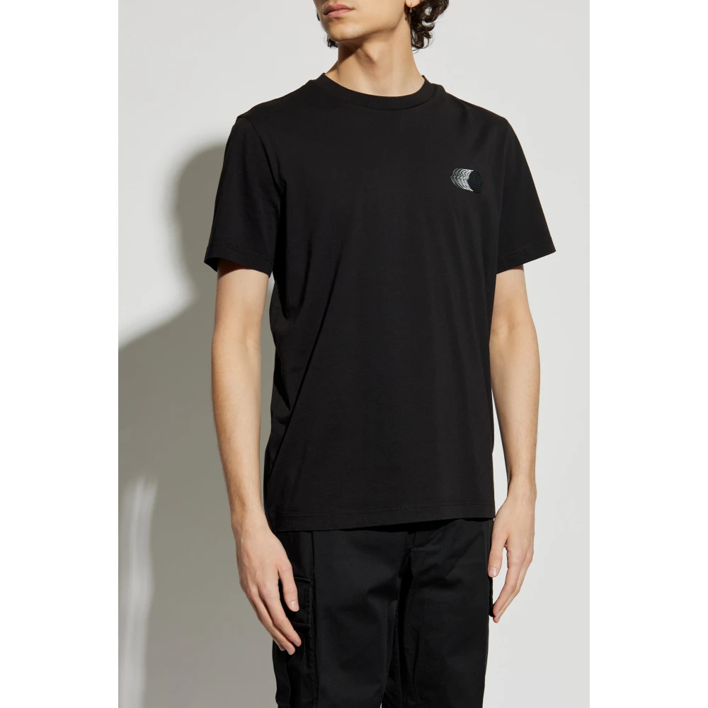 Moncler T-shirt met logopatch Black Heren