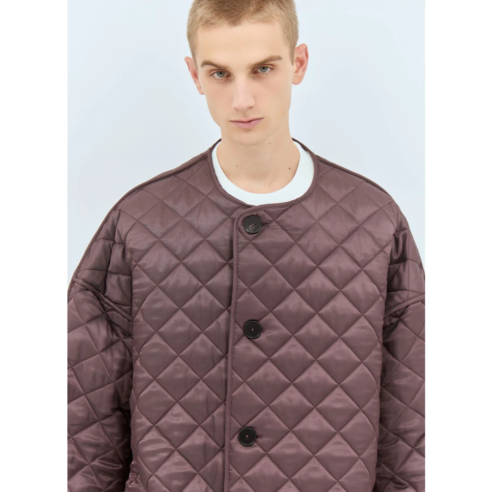 Jil Sander Gewatteerd jack met afneembare kraag Purple Heren