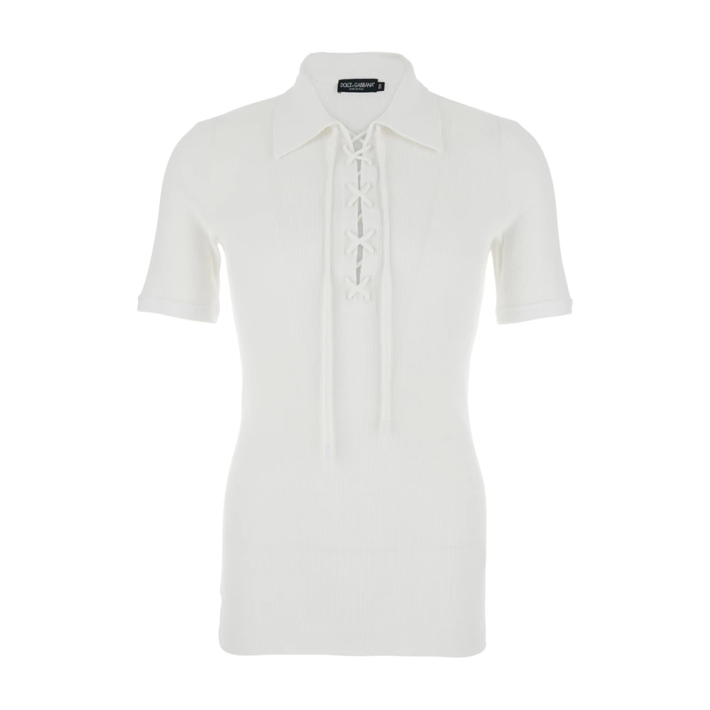 Dolce & Gabbana Witte Sweater met Kruis Kant Sluiting White Heren