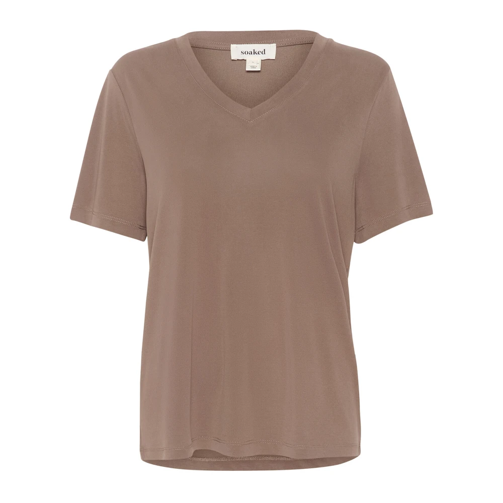 Soaked in Luxury Losvallende V-hals Top Morel Brown Dames