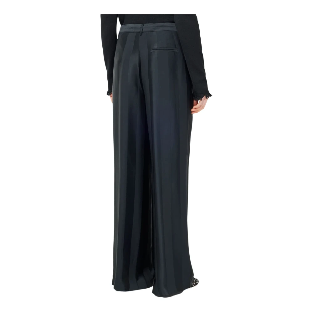 Semicouture Zwarte Palazzo Broek Franse Zakken Black Dames