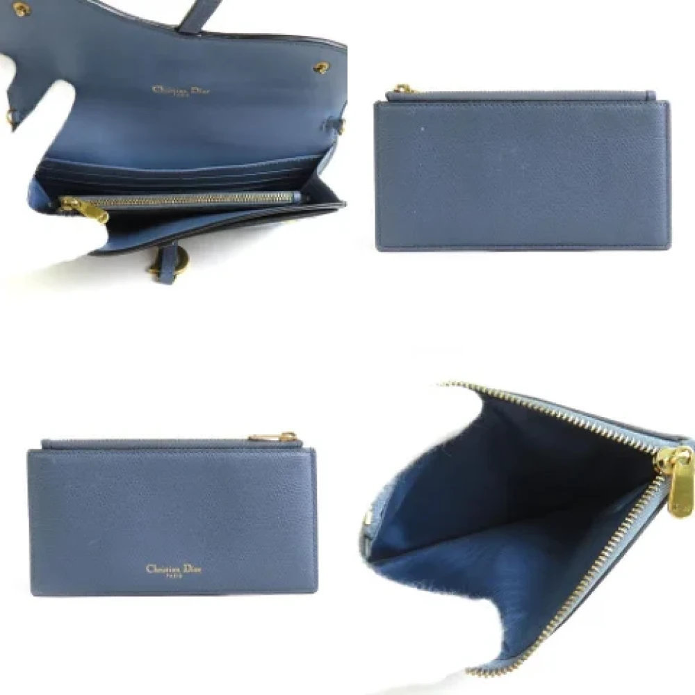 Dior Vintage Pre-owned Leather wallets Blue Dames