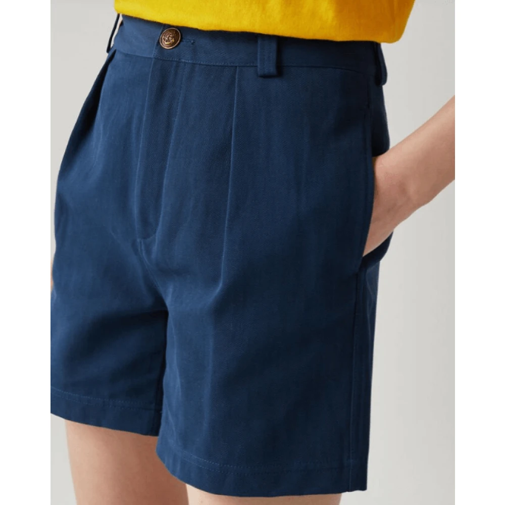 Loro Piana Ademende Katoenen Bermuda Shorts Blue Dames