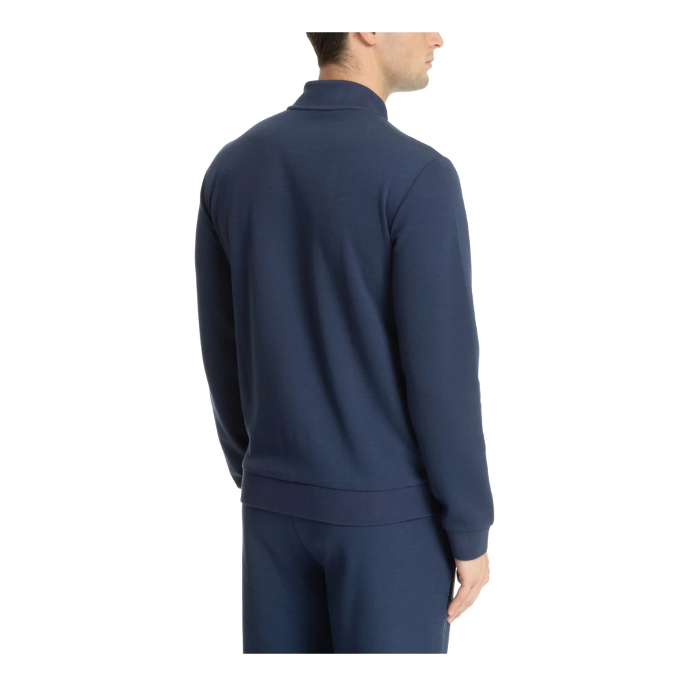 Emporio Armani EA7 Effen Logo Rits Sweater Blue Heren