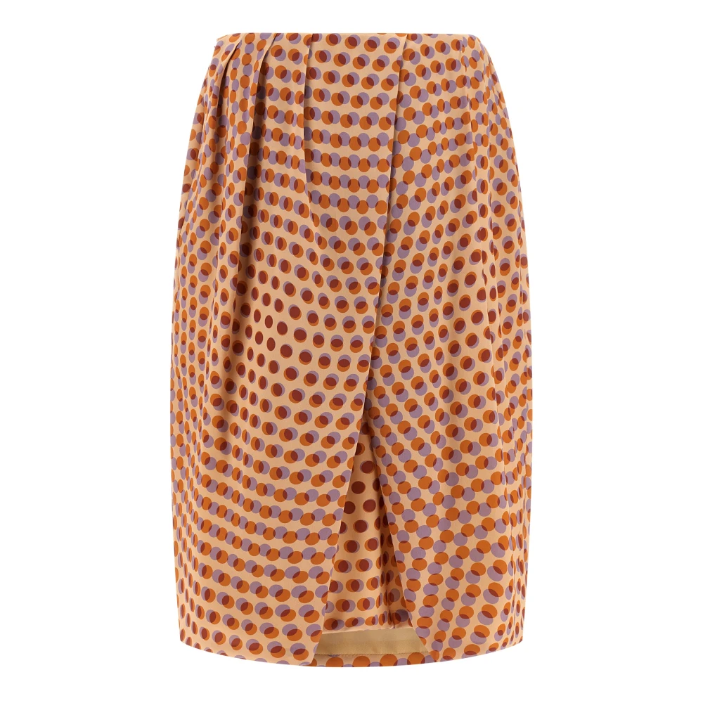 Dries Van Noten Women's Multicolor Midi Skirts, M, Saronga Bis Polka Dot Silk Skirt