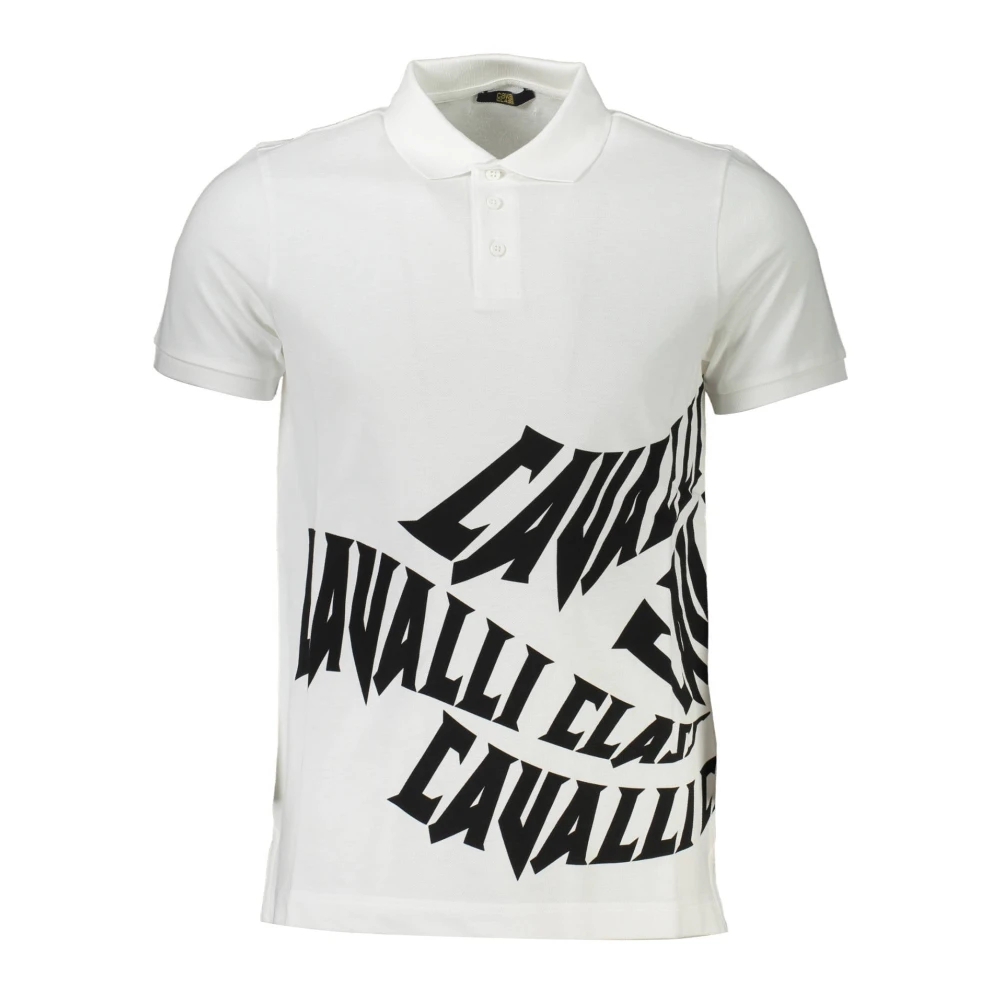 Cavalli Class Men's White Polo Shirts, Xl, Short Sleeve Polo Shirt