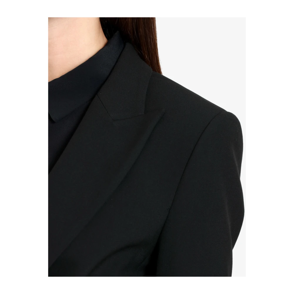 Simona Corsellini Zwarte lange mouwen jas met elastische taille sluiting Black Dames