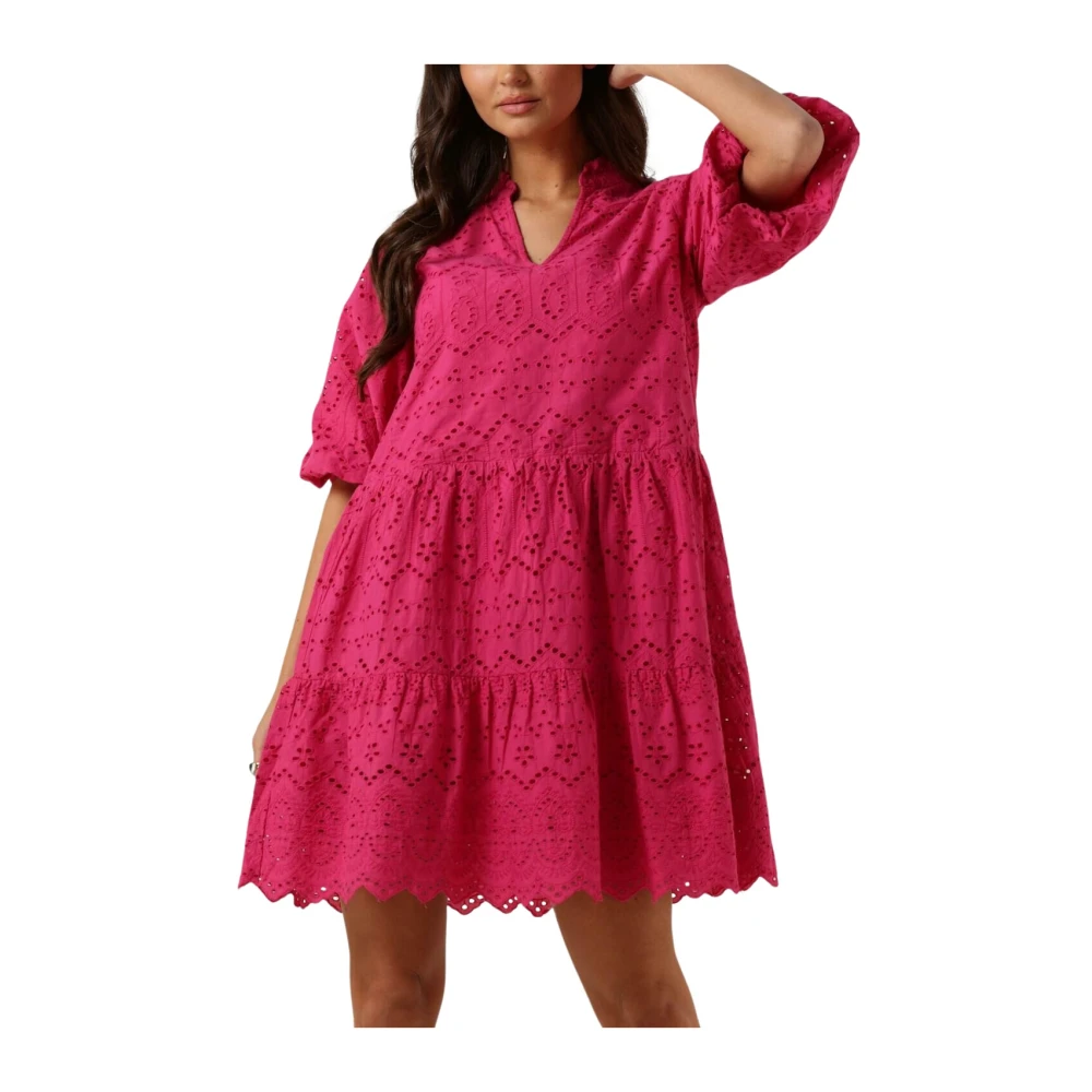 Notre-v Roze Broderie Anglaise Mini Jurk Pink Dames