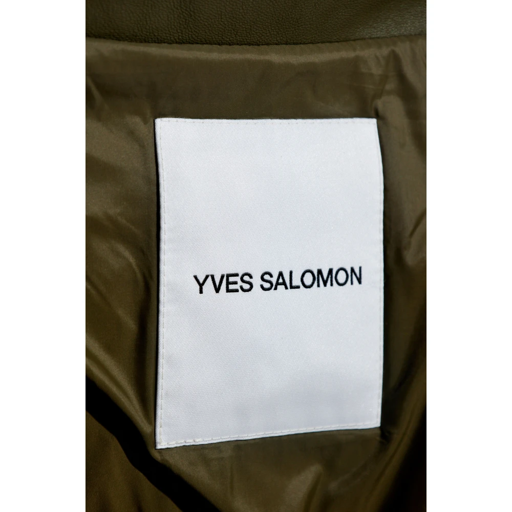Yves Salomon Leren jas met donsvulling Green Dames
