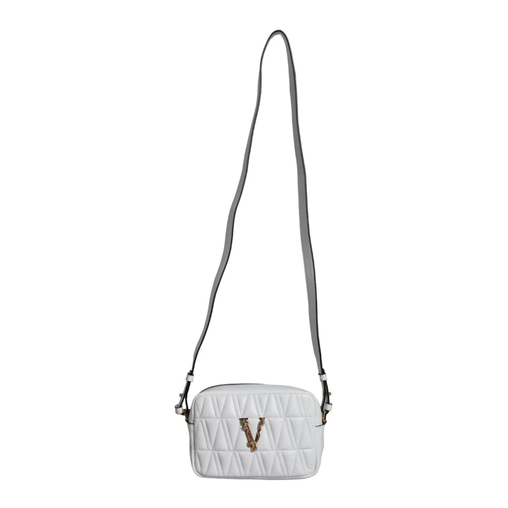 Versace Gewatteerde Nappa Leren Crossbody Tas White Dames