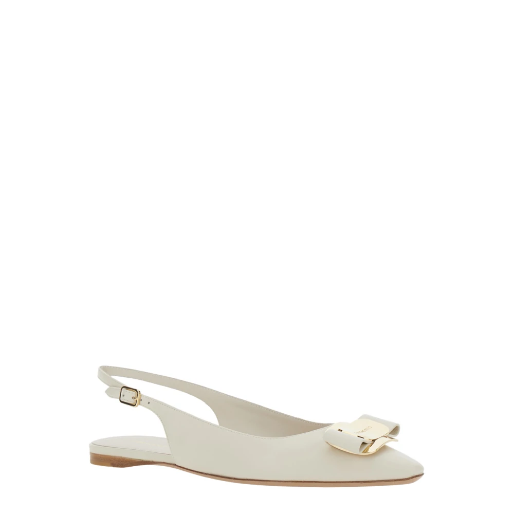 Ferragamo Women's White Ballerina Shoes, 4 Uk, Zelmi Slingback Ballet Shoes