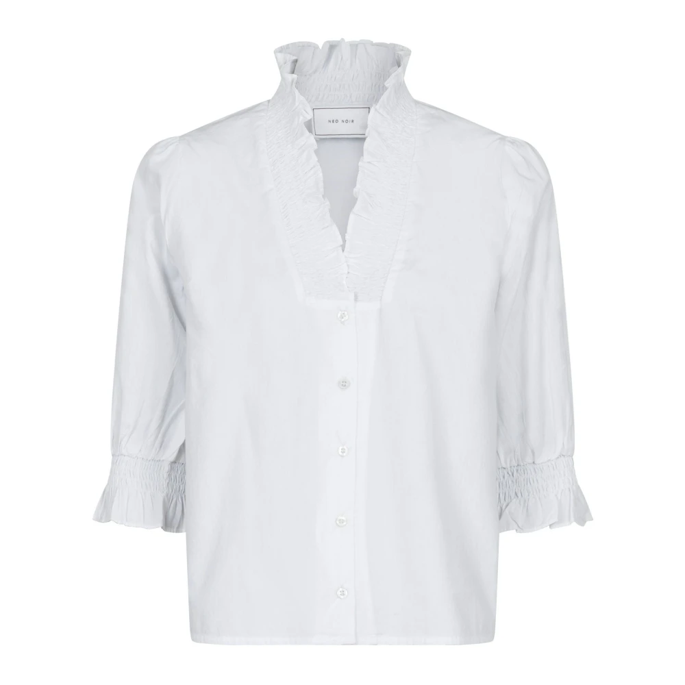 NEO NOIR Witte Poplin Blouse met Ruchedetails White Dames