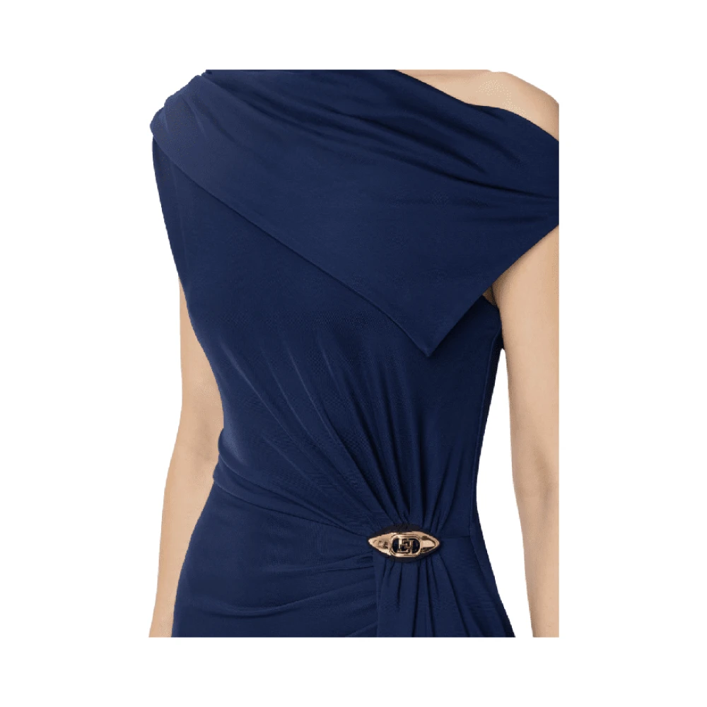 Elisabetta Franchi Asymmetrische Jersey Red Carpet Jurk Blue Dames
