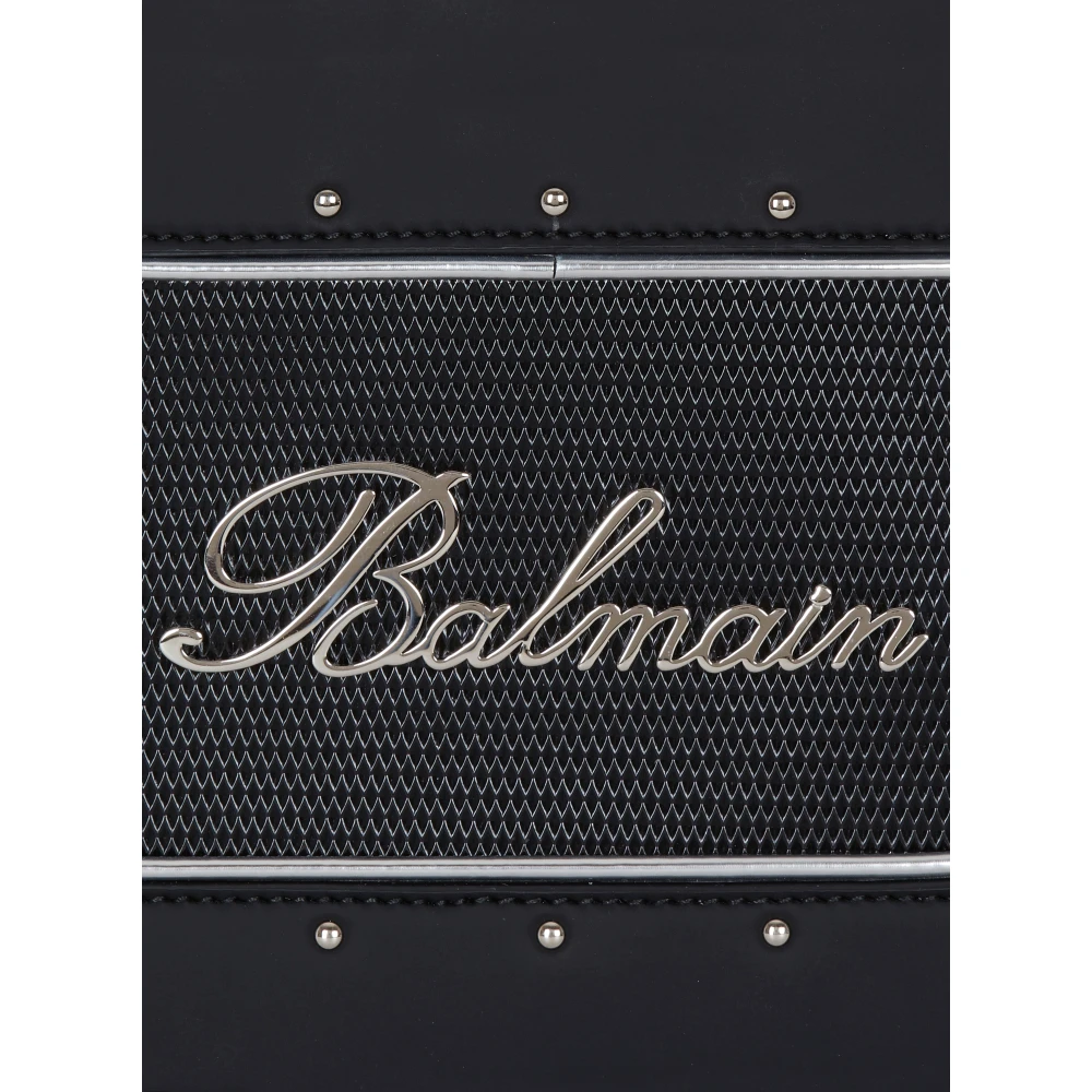 Balmain Radio rubber-effect leren tas Black Heren