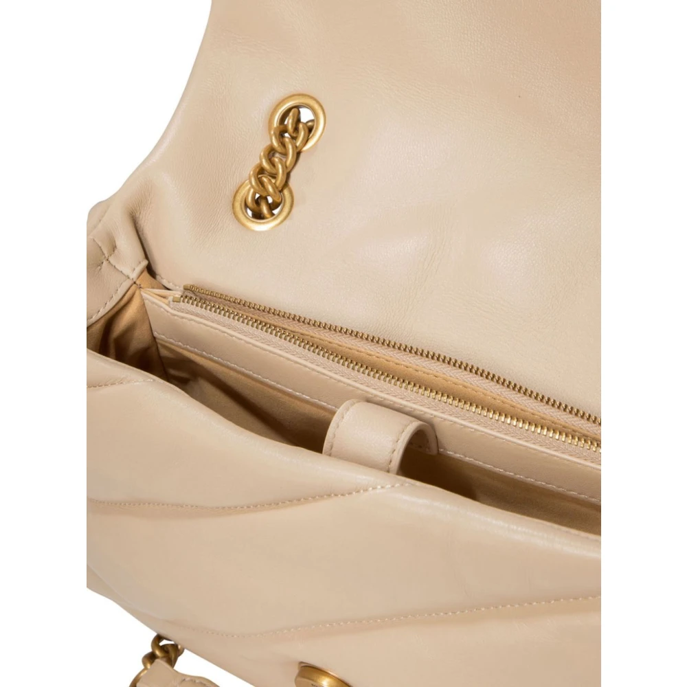 pinko Beige Leren Love Birds Tas Pink Dames