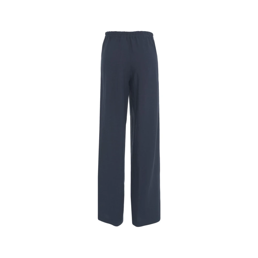 8pm Blauwe Linnen Blend Wijde Pijp Broek Blue Dames