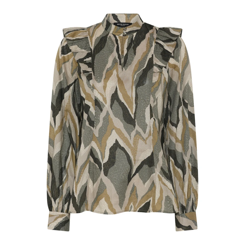 Bruuns Bazaar Groen Blouse met Puffmouwen Green Dames