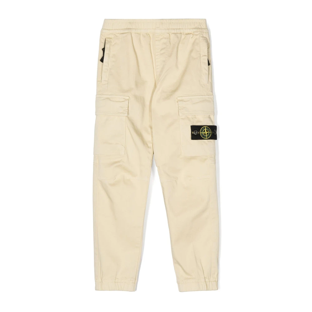 Stone Island Boys Beige Trousers, 12 Y, Cotton Trousers