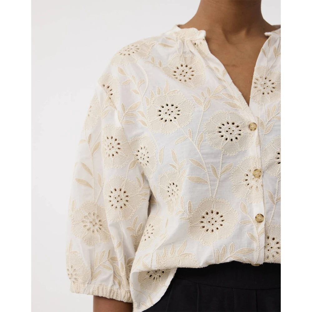 Knit-ted Blouse Korte Mouw Penny Beige Dames