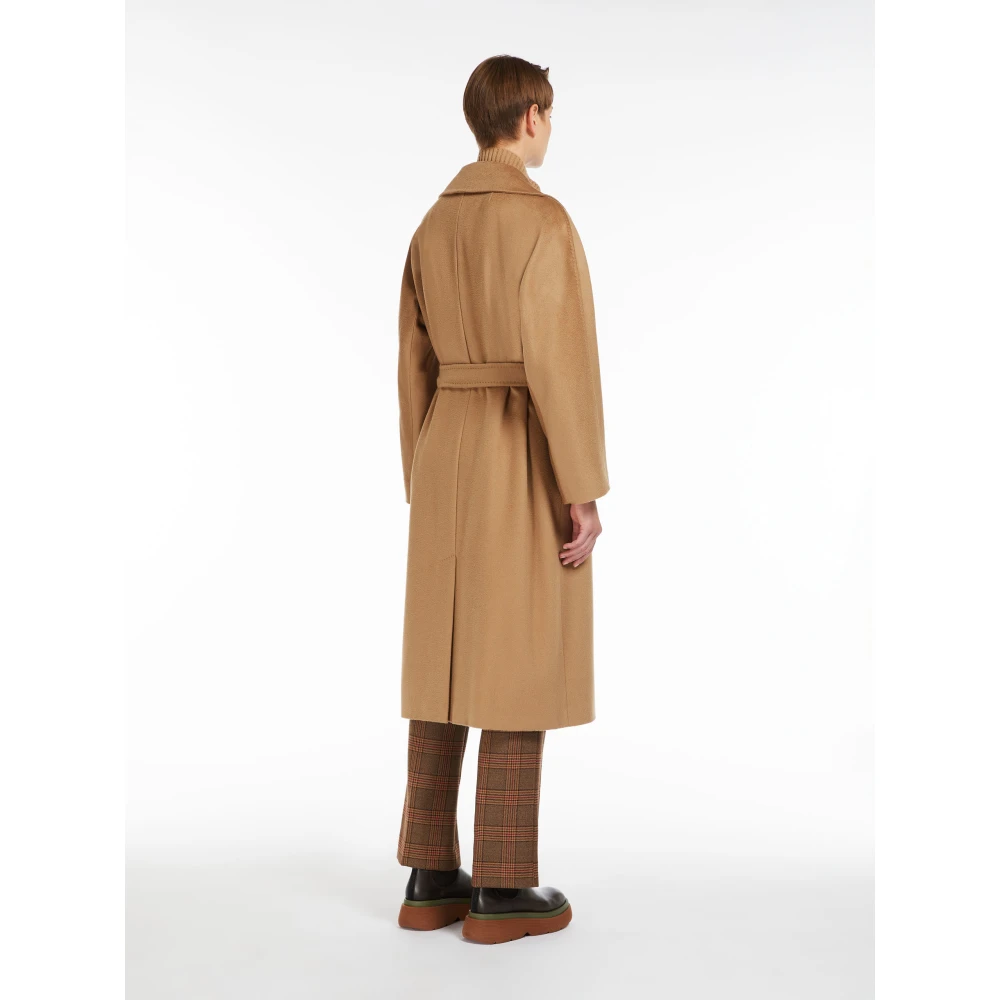 Max Mara Weekend Dubbelbreasted Kamelenjas met Tailored Details Brown Dames