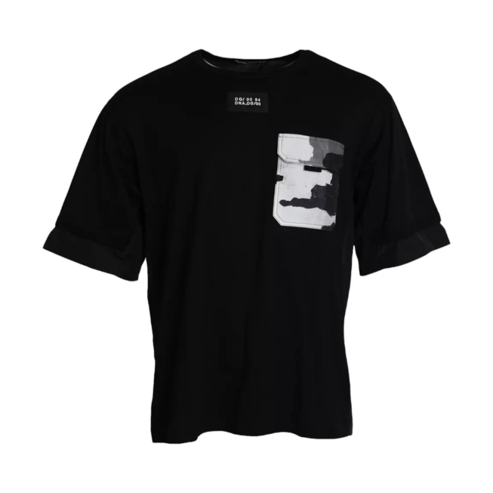Dolce & Gabbana Zwart katoenen T-shirt met korte mouwen Black Heren