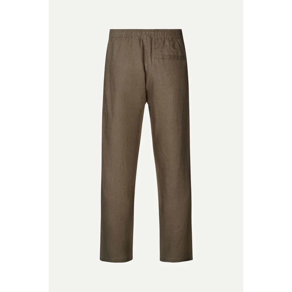 Samsøe Linnen broek met trekkoord en regular fit Brown Heren