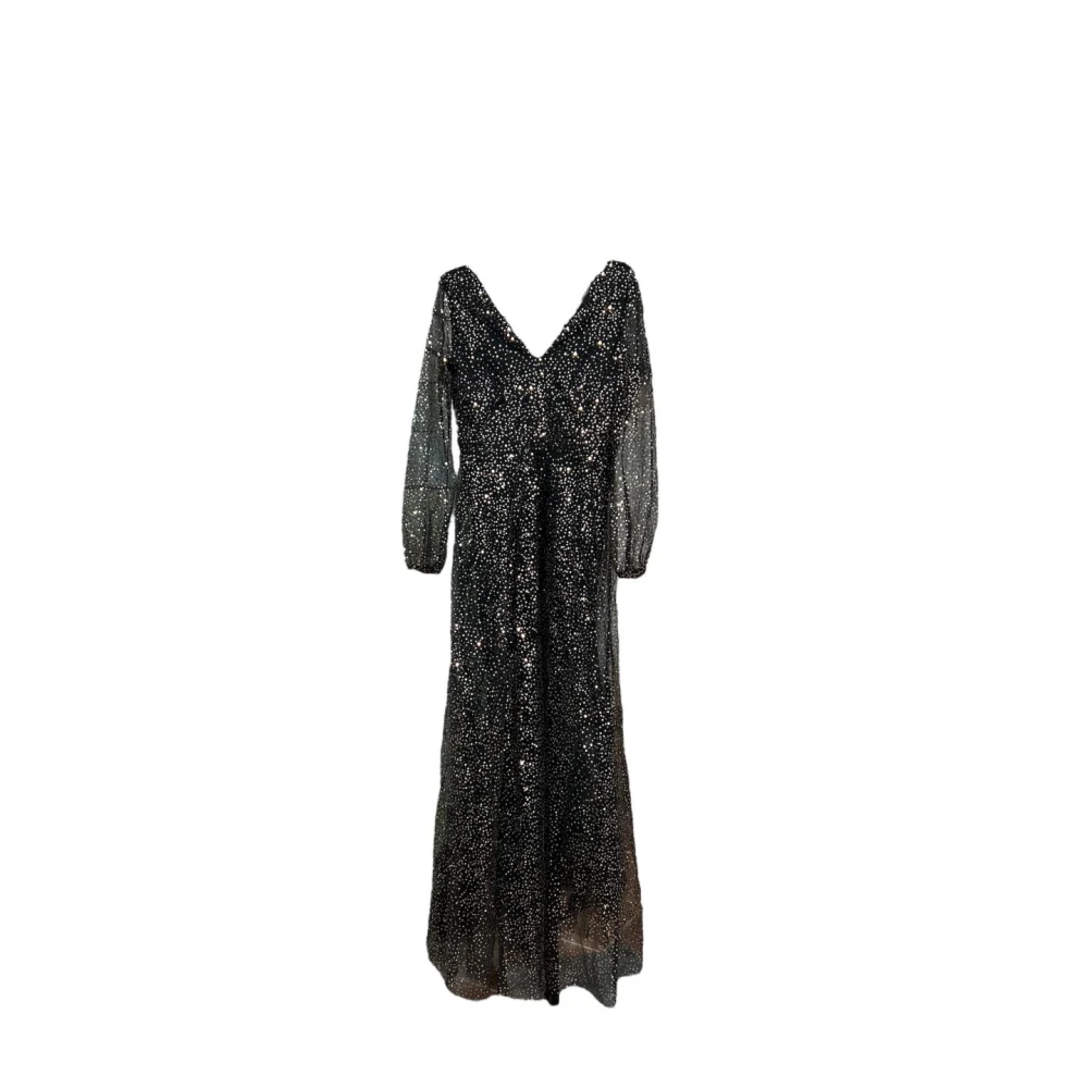 Molly Bracken Zwarte tule jurk met gouden pailletten Black Dames