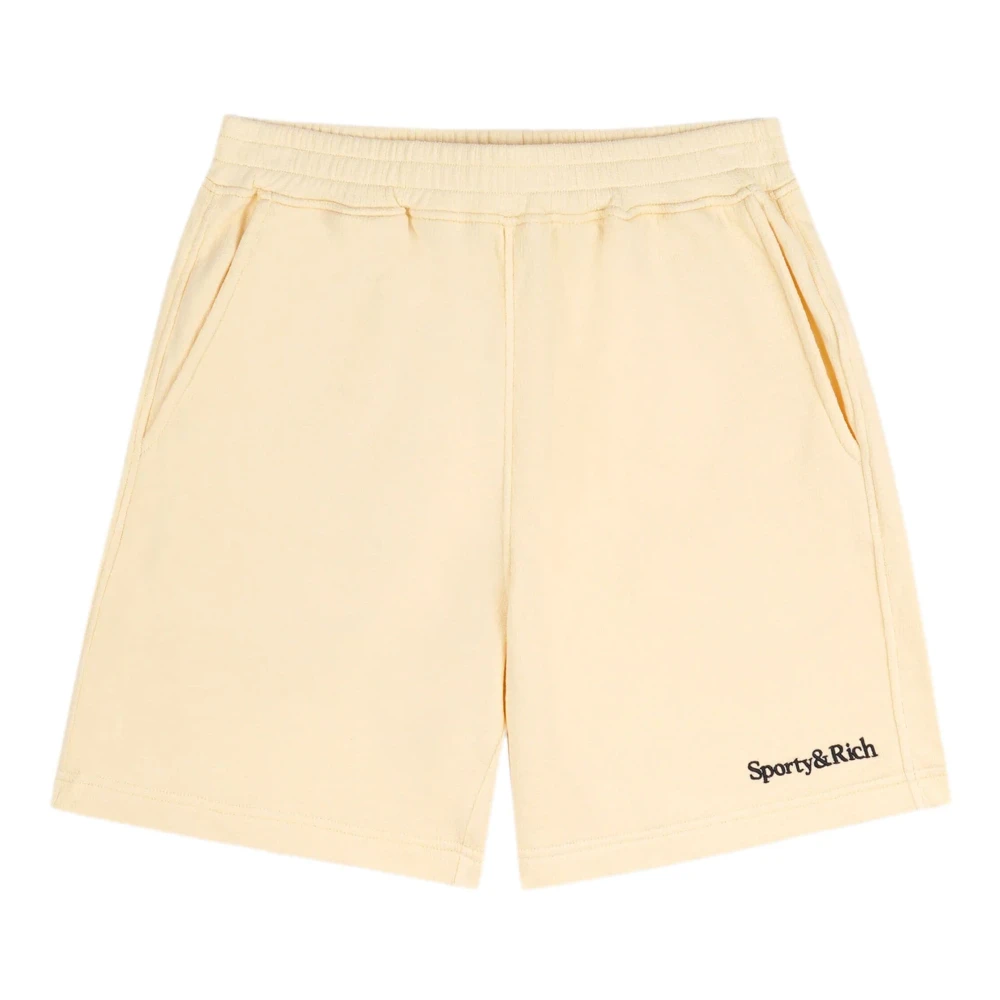 Sporty & Rich Zachte Gym Logo Shorts Zwart Katoen Beige Dames