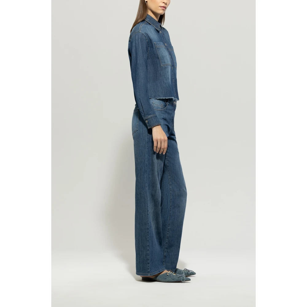 LUISA CERANO Authentieke Wideleg Denim Broek Blue Dames