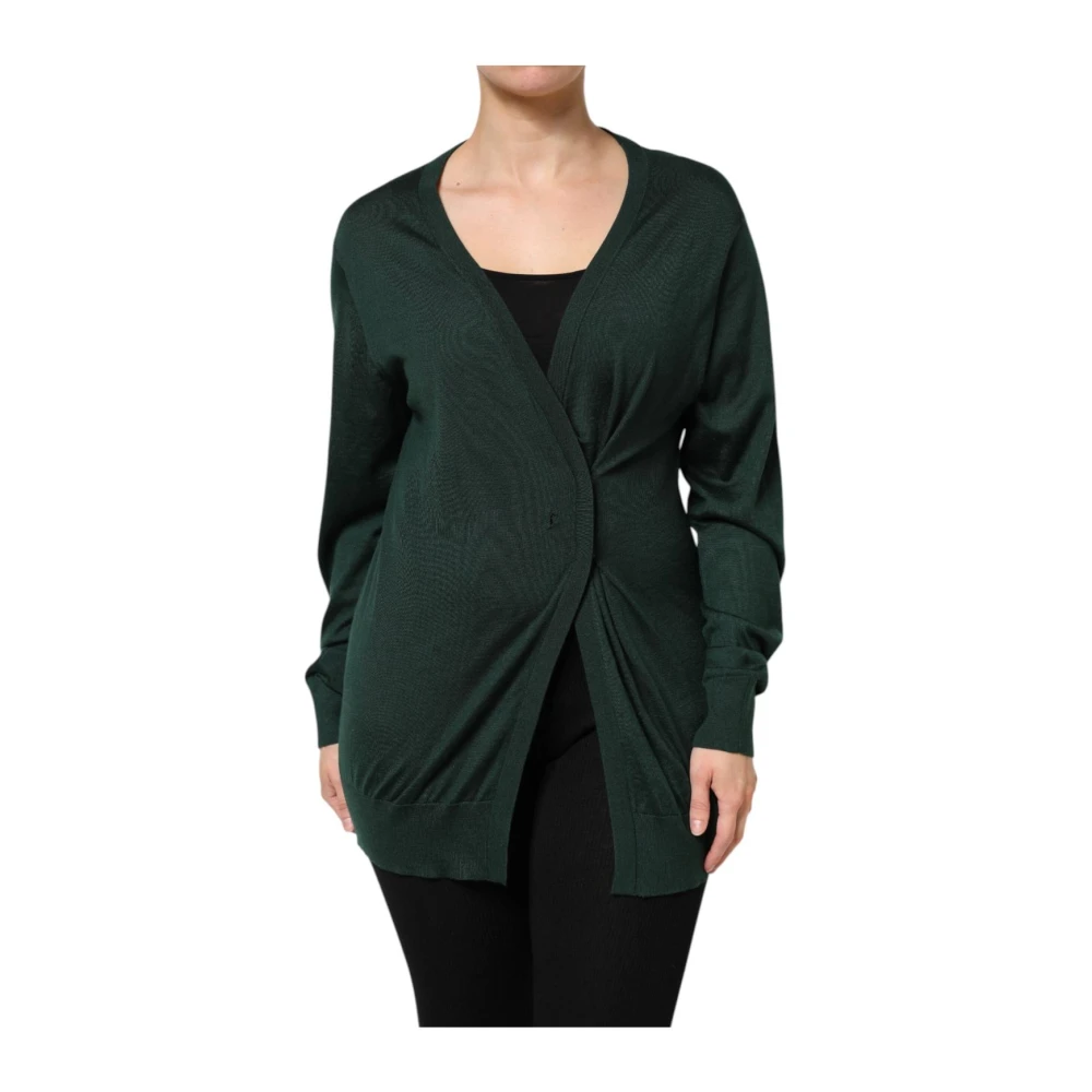 Dolce & Gabbana Women's Green Luxurious Cashmere Silk Cardigan Jumper - Cashmere Knitwear - L - Knitwear