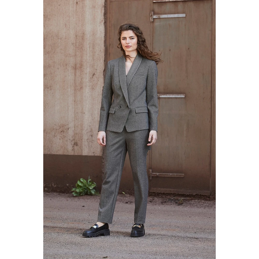 RUE de Femme Trendy geruite blazer met exclusieve knopen Brown Dames