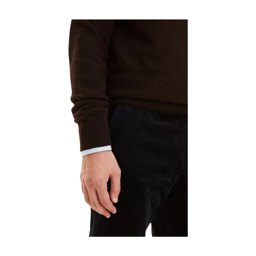 Oscar Jacobson Bruine Wol-Kasjmier Half Zip Trui Brown Heren