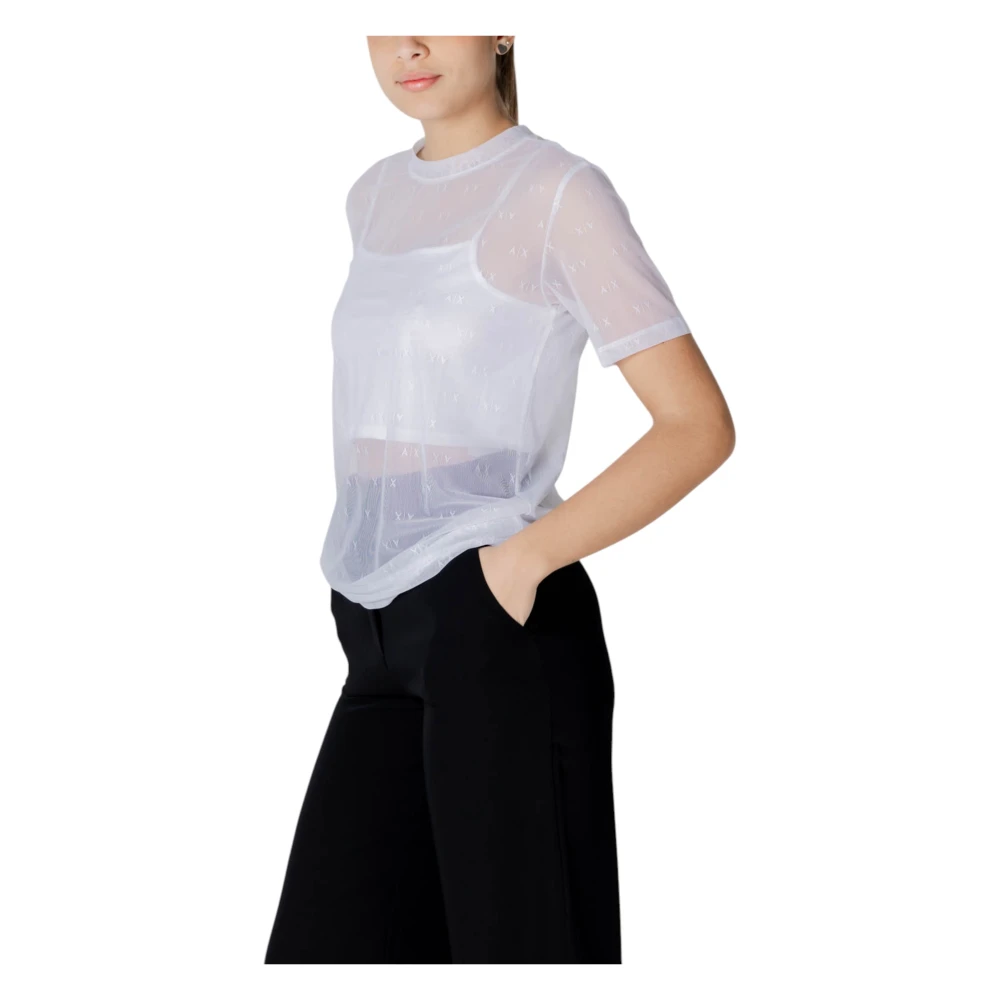 Armani Exchange Witte korte mouw ronde hals T-shirt White Dames