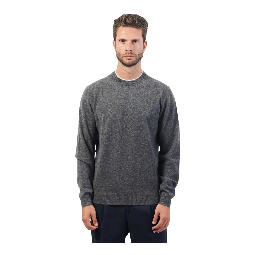 Hugo Boss Grijze wollen trui met halve kraag Gray Heren
