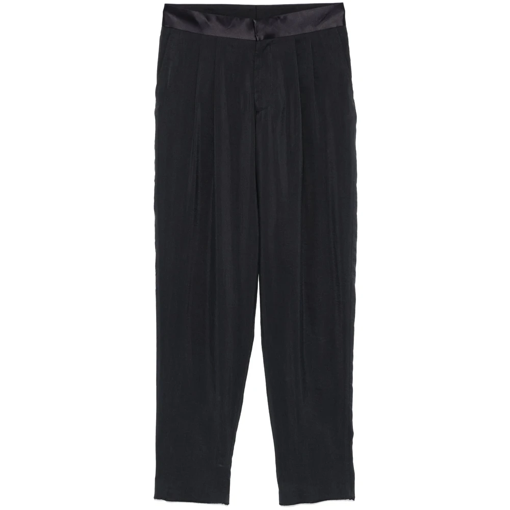 Giorgio Armani Middernachtblauwe Geplooide Broek Blue Heren