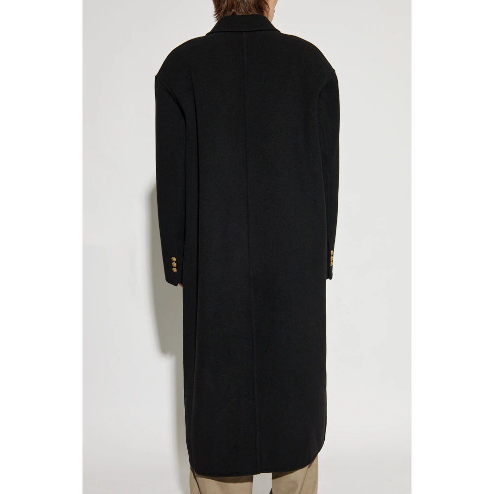 Balmain Wollen jas met gesloten revers Black Heren