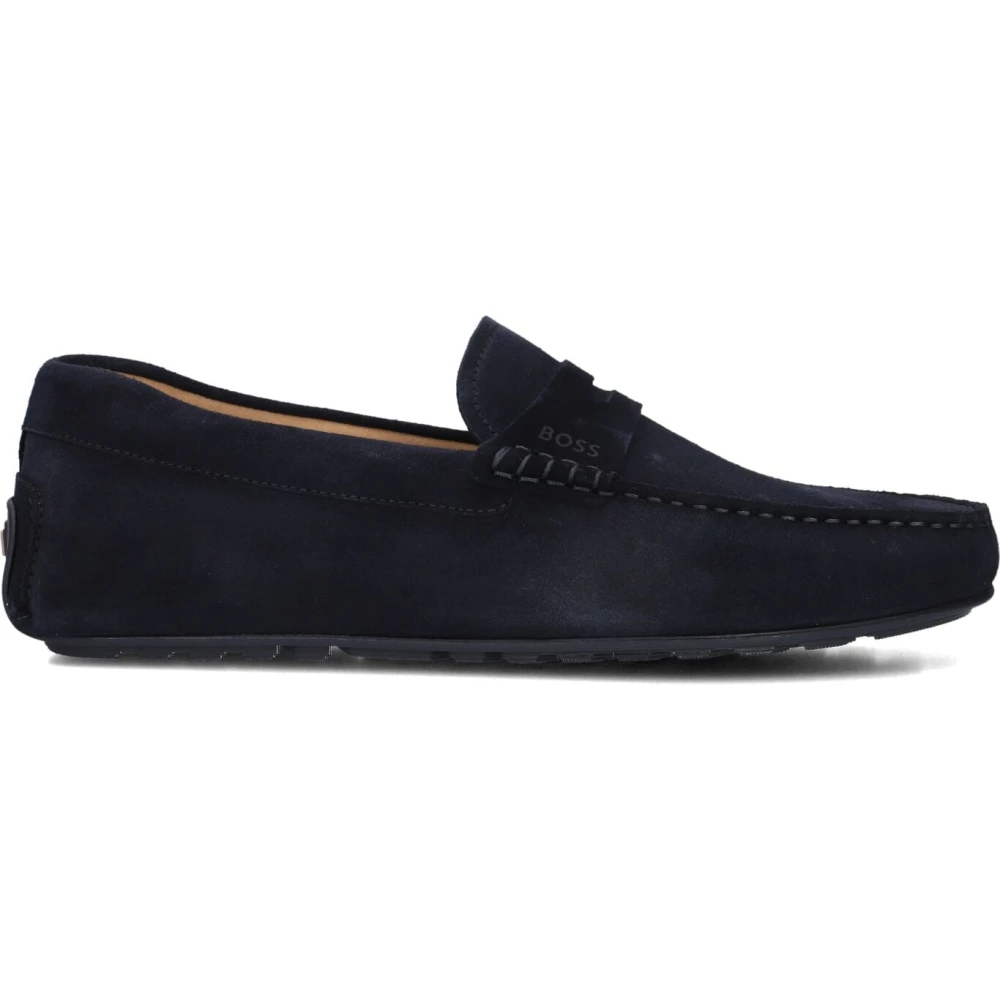 Boss , Loafers, Male, Blue, 9 Uk, Blue Suede Moccasins For Men